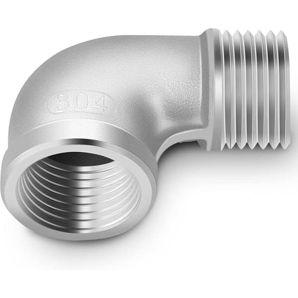 2 stk. 304 rustfrit stål 90 graders albueforbindelser BSP rørfittings 1\" han til 1\" hun KLB