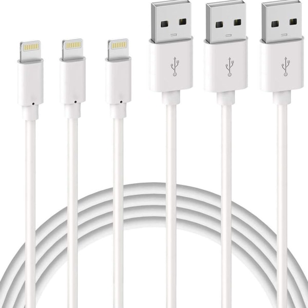 Pakk iPhone 2M ladekabel MFi-sertifisert Lightning-kabel med KLB