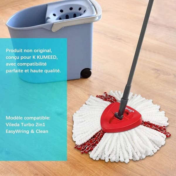 Sæt med 3 moppehoveder 2 i 1 mikrofibermopper til nem vridning og rengøring