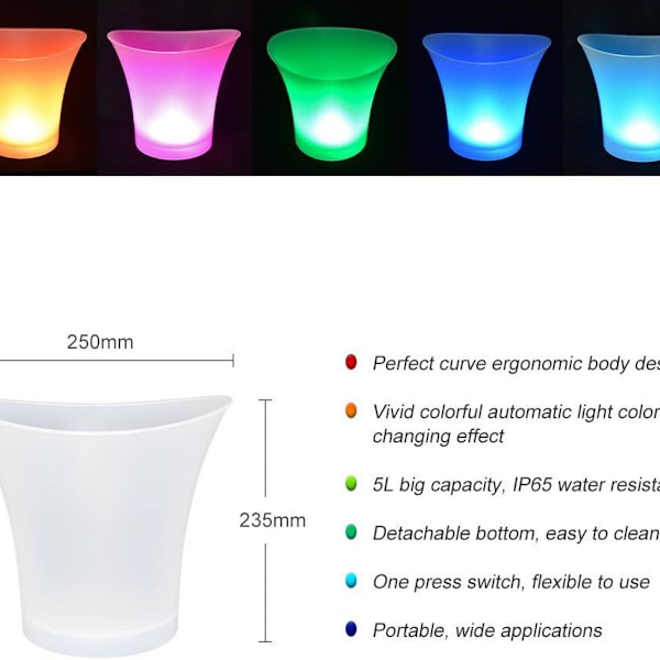 LED isterningbeholder, isterningspand LED isterningbeholder 5l stor kapacitet KLB