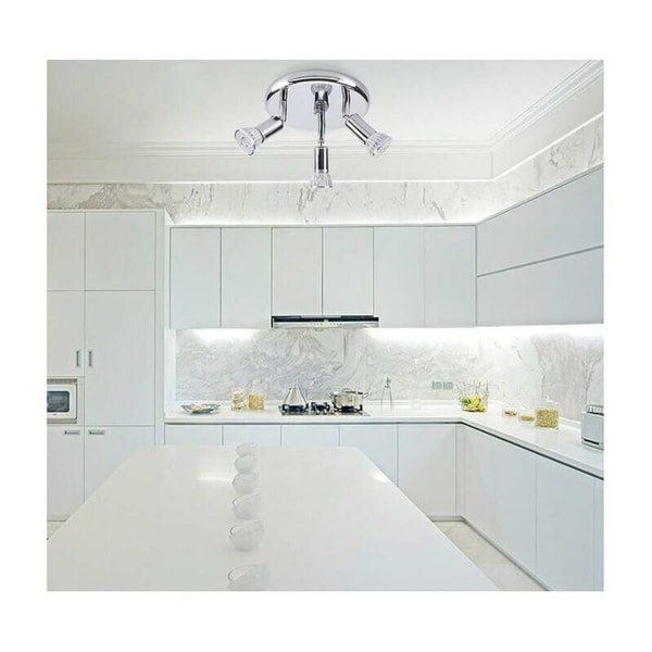 Taklampe, 3 justerbare spotlights, bad, 9 W, LED-belysning med justerbar