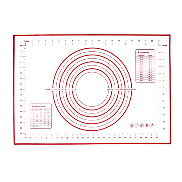 Silikonbakematte - Non-Stick Baking Mat, Fondantmatte med rød KLB