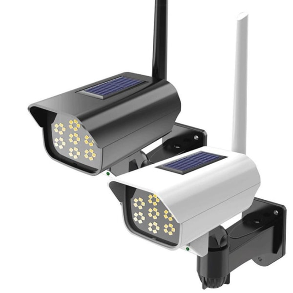 Solcellsensor LED-vägglampa, simulering, övervakningskamera, bländfri, stöldskydd
