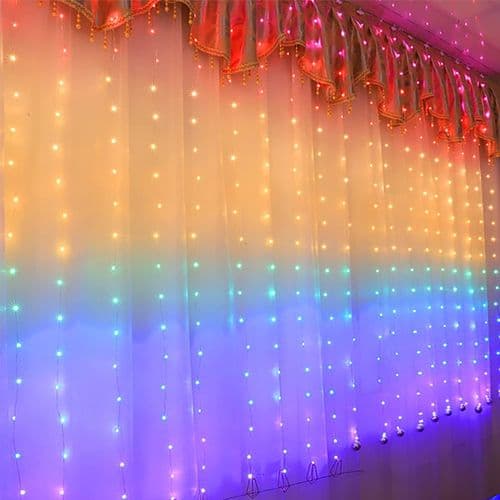 LED-lysstreng, lysgardin 300 LED'er USB fire farver
