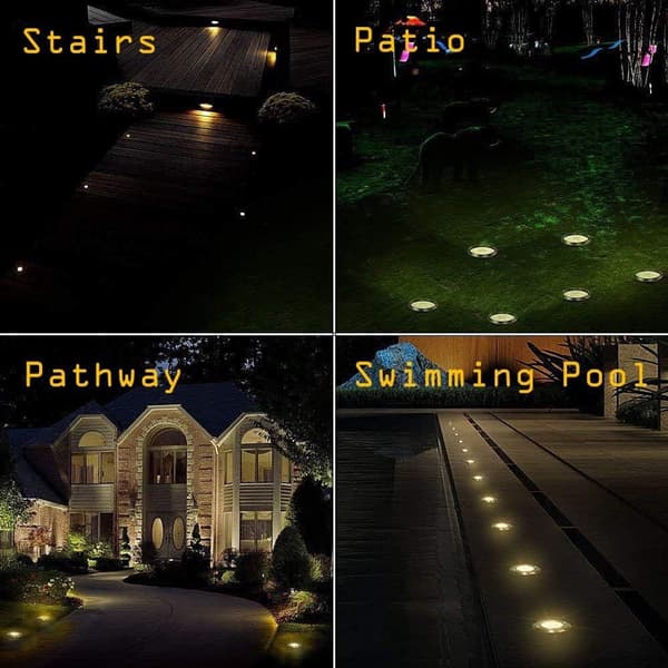 Pakke med 4 solcellelamper til haven 12 LED solcellelampe til gulvet udendørs solcelle KLB