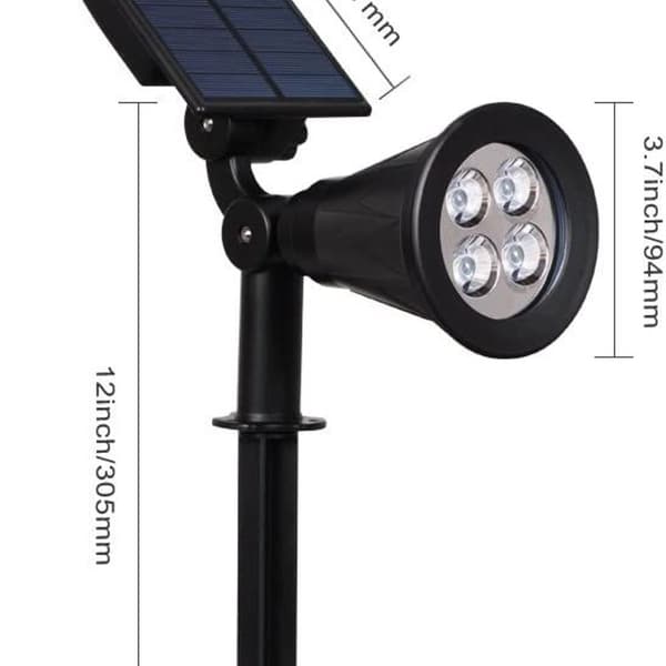 Pakke] Solcelle LED Flomlys, 4 LED Solcellelys, Vanntett Hagebelysning for