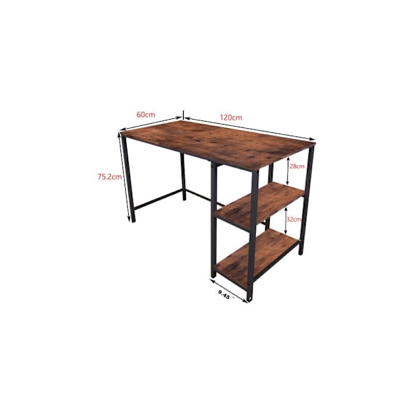 Computer skrivebord med opbevaring Kontorbord Computerbord Industrielt design, DIY Lagerregalen Schreiben Tisch für Büro, Wohnzimmer 120x60x75.2cm KLB