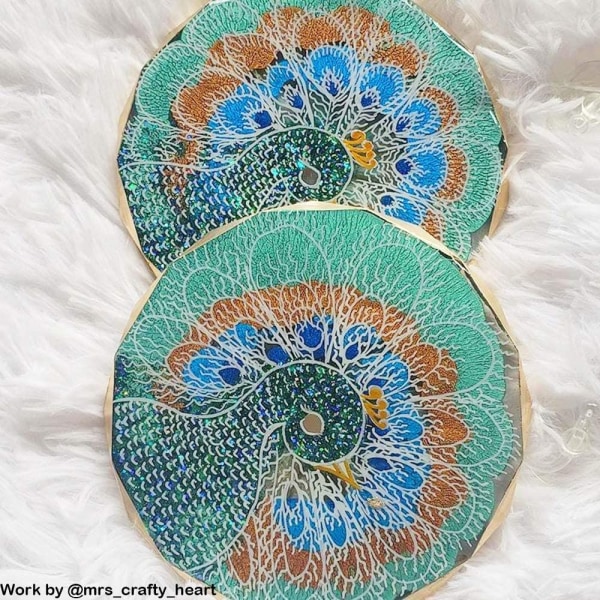4-pack Resinunderläggformar, Diamantkant Kristallunderläggformar för Resin Gjutning, Geode Underlägg Runda Silikonformar för Epoxy Resin