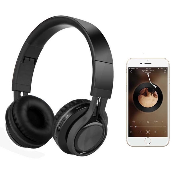 Bluetooth-hodetelefoner, sammenleggbare, trådløse svarte