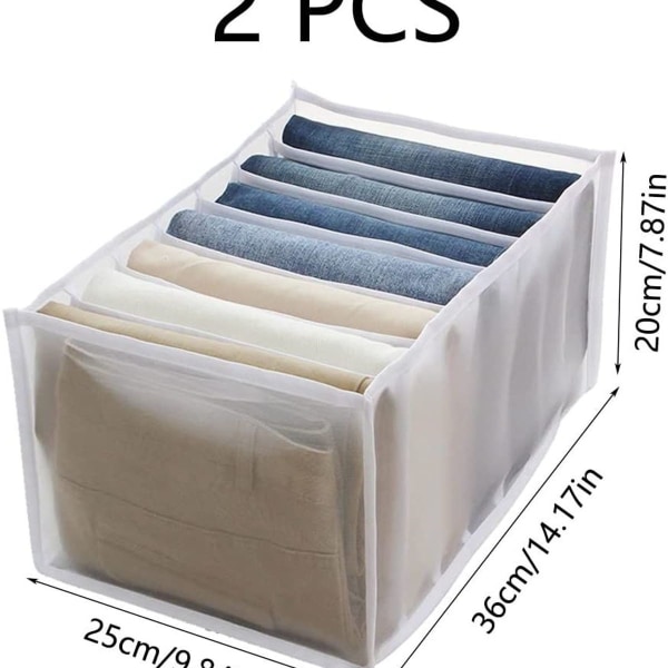 2 stk. Foldbar Mesh Opbevaringsboks Jeans Skuffe Organizer Skuffe Organizer