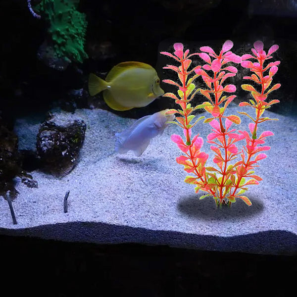 10 stk plastplanter kunstig lang plast akvarium rosa KLB