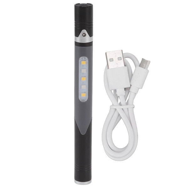 Penlykt, USB-lading, 3 lyskilder, LED-brikkeklips KLB