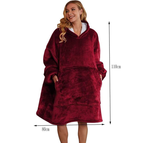 Oversized genser teppe unisex hette teppe bærbart koselig teppe med ermer og T KLB