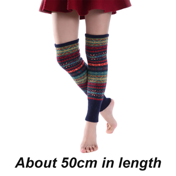 Long Leg Warmers for Women Lolita Fashion Wool Cable Knit Thigh Navy KLB