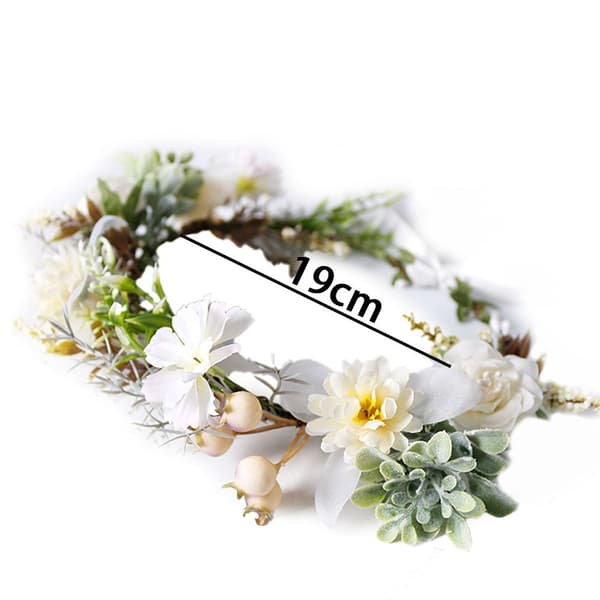 Boho Blomster Hodebånd Hårkrans Blomsterkrans Krone Halo Form1