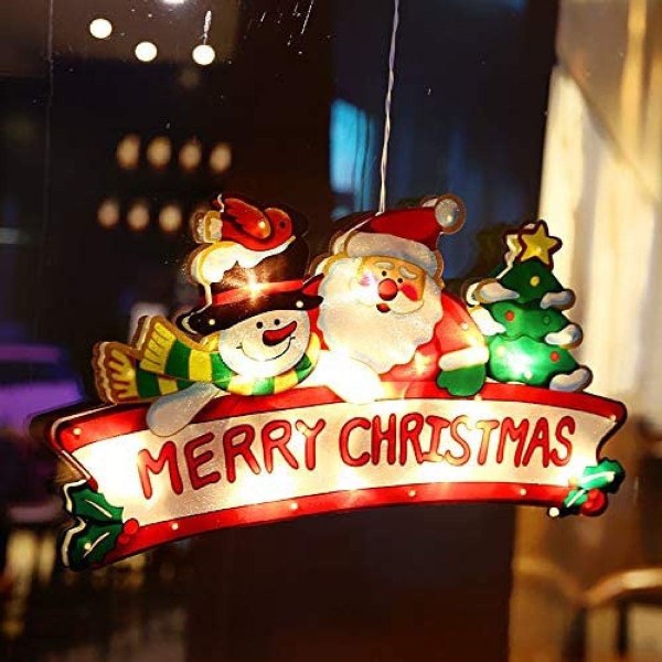 Merry Christmas LED hänglampa: Juldekoration för fönster med sugkopp KLB