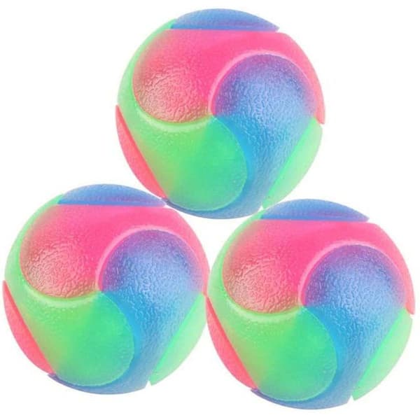 3-pack blinkande elastiska hundbollar som lyser i mörkret KLB