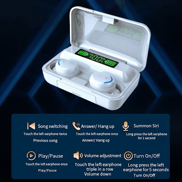 Langattomat Bluetooth 5.1 IPX5 -vedenpitävät nappikuulokkeet, valkoinen