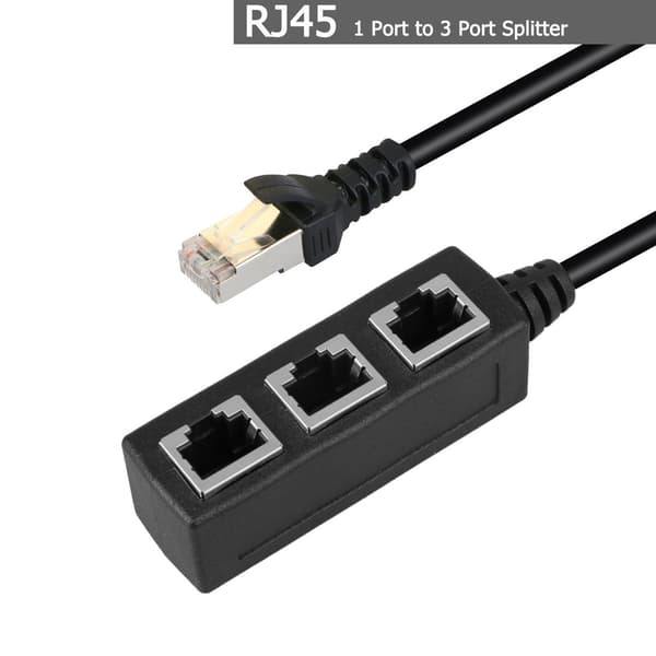 RJ45 LAN Ethernet 1 til 3 Port Splitter Kabel Nettverk Cat5 Cat6 Adapter Socket