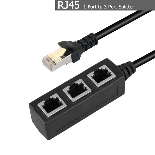 RJ45 LAN Ethernet 1 til 3 Port Splitter Kabel Netværk Cat5 Cat6 Adapter Stik