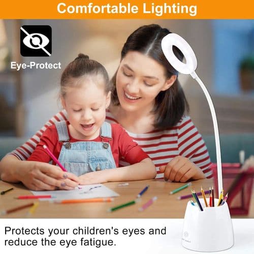 Skrivebordslampe, barneskrivebordslampe, LED-skrivebordslampe med 3 lysmoduser