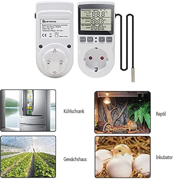 Temperaturkontrolluttak 230V med sensor digital termostatuttak KLB