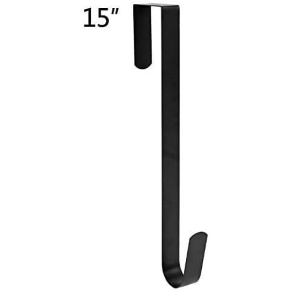 15" kransekrog til fordør metal over dør, enkelt krog, sort 1 pakke