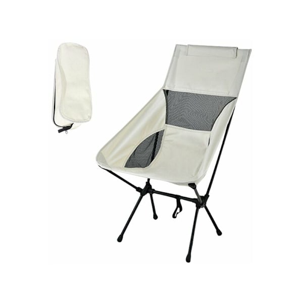Campingstol Bærbar Oxford Stoff Stol Høy Belastning Sammenleggbar Stol Sete for Fiske,Camping,Festival,Piknik,BBQ,Utendørs Piknik,Hvit KLB