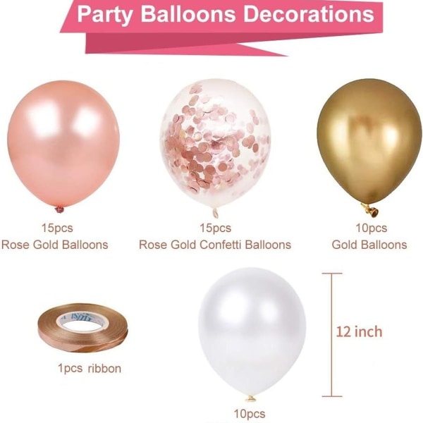 Bryllups helium balloner, bryllup ballon dekoration, rosa guld latex balloner, Just KLB