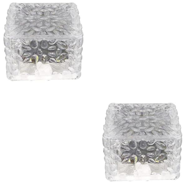 2 stk 4 LED solcelle bakkelykter isbitlys, kaldt hvitt lys KLB