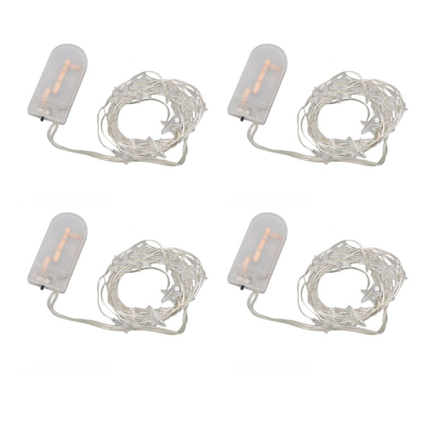 4-pack stjärnformade ljusslingor batteridrivna 20 LED stjärnformade feeribelysning KLB