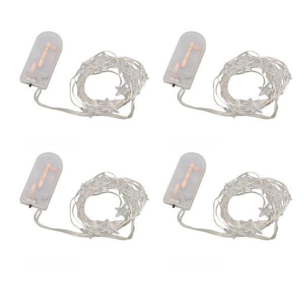 Pakke med 4 Star String Lights Batteridrevet 20 LED Star Fairy KLB