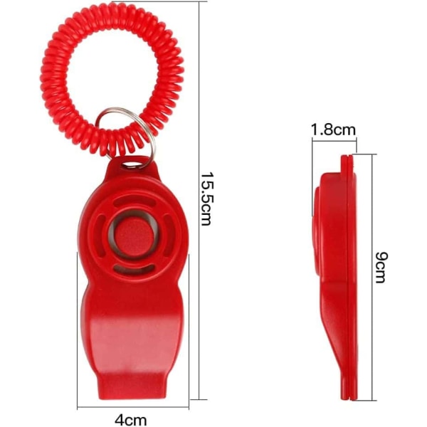 2 in 1 Koiran pilli/klikkeri, koulutusklikkeri rannehihnalla ja suurella painikkeella koirien, kissojen tai hevosten kouluttamiseen ja kouluttamiseen, 3 väriä