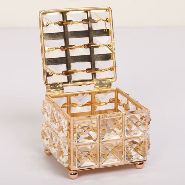 Kristall sminkbox, liten sminkbox med lock och