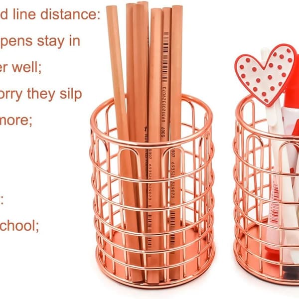 Pennhållare Makeup Brush Organizer - 2 Pack Office Wire Rose Gold KLB