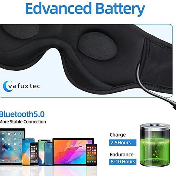 Sovemaske Bluetooth-hodetelefoner øyemaske 3D stereoskyggelegging