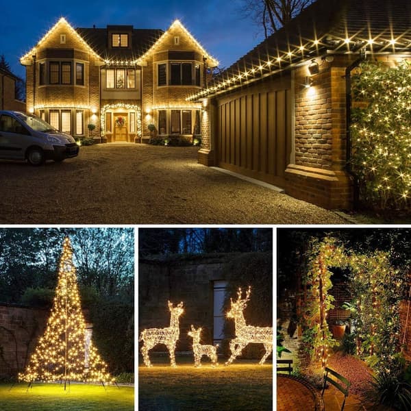 4 stycken solcellslampor utomhus, 24 m 240 LED lampor, solcellslampor KLB