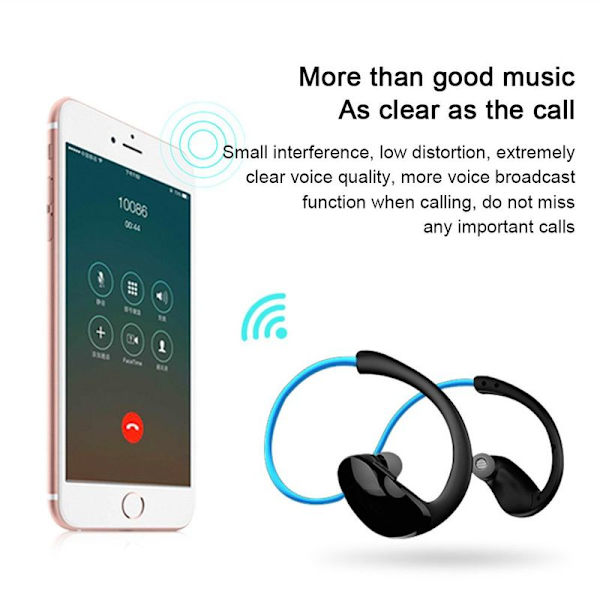 Bluetooth-hodetelefoner Svetteavvisende Bluetooth Blå