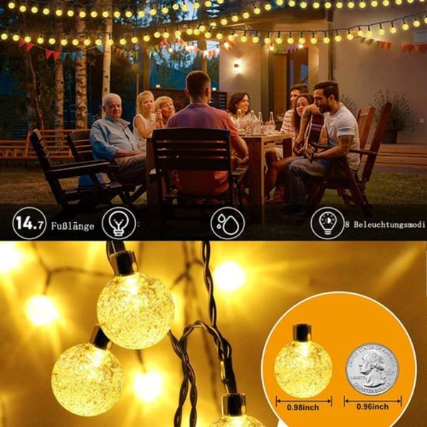 Globe-lys med batteridrift, RJEDL 12m 100 LED krystal kuglelys