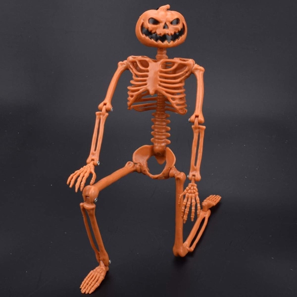 15,7'' Poseable Halloween-skjelett - Gresskarhode Full Body Halloween-skjelett KLB