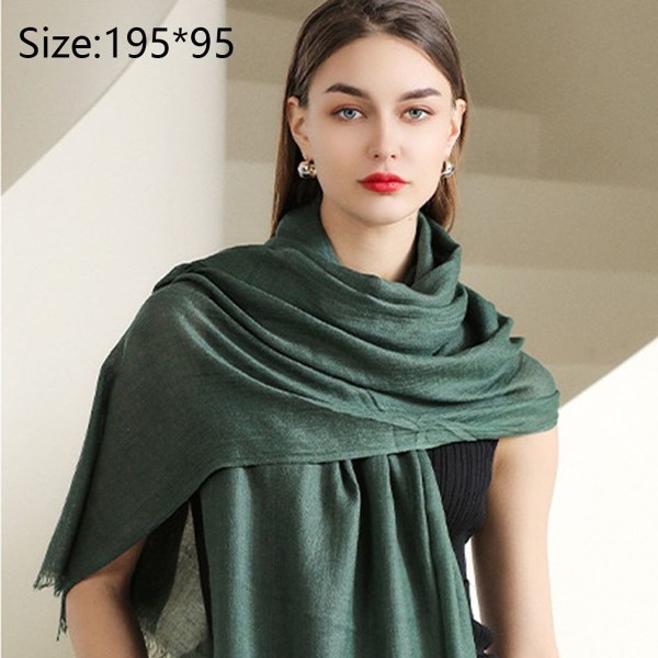 Cotton linen scarf, wide linen wrap cape, plain scarf, green