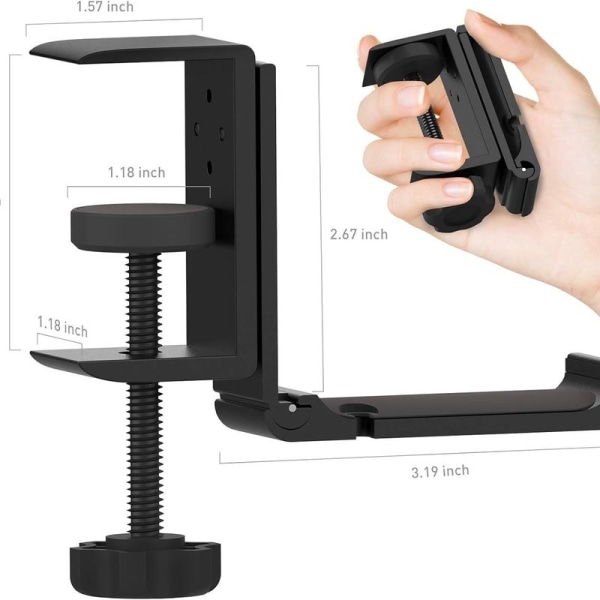 Headset-holder under skrivebordet - Hovedtelefon-krog - Foldbar - Gaming