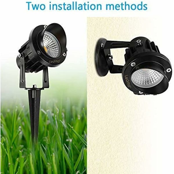 9W LED-strålkastare för utomhusbruk med spik 3000K-3300k 900LM LED-spikbelysning för utomhusbruk IP65 Vattentät trädgårdslampa Varmvitt Set om 2 [Energiklass E] KLB