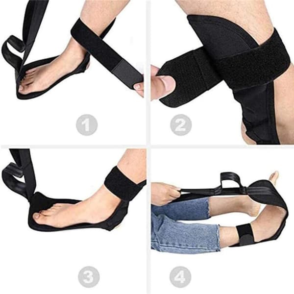 Yoga Stretching Strap Smertefri Benbånd, Yoga Stretching Strap sort