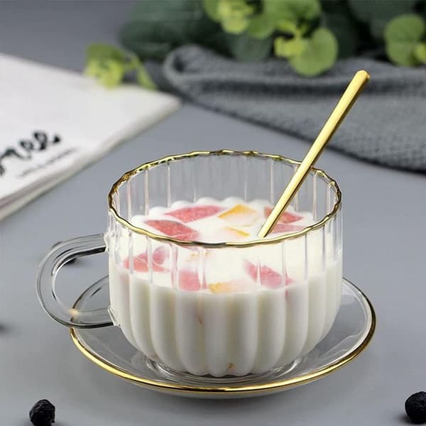 Mote kaffepuddingkopp, tekopp inkludert tallerken, 450 ml