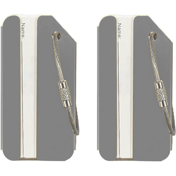 Pakke med 2 (sølv) aluminiums koffertmerker med ID-kort, fargerike bagasjemerker for raskt å finne bagasjemerker