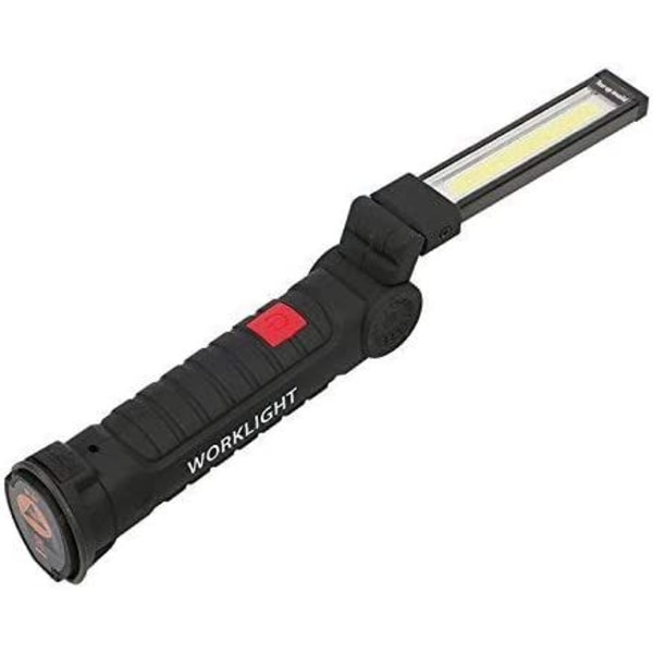 USB uppladdningsbar ficklampa LED ficklampa arbetslampa Bärbar magnetisk COB hängkrok för utomhuscamping reparationslampa (1 st)