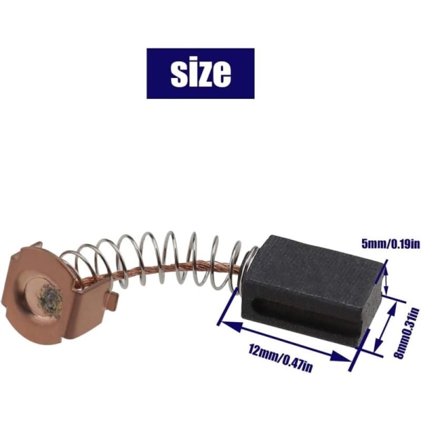 2 par motor kulbørster, 12 x 8 x 5 mm, kompatibel med Black & Decker G720 vinkelsliber KLB