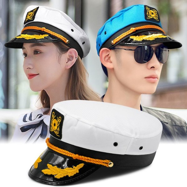 Captain's Yacht Sailors Hat Snapback justerbar cap Marinblå kostymtillbehör (1 st)