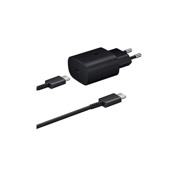 25W Hurtigoplader + USB-C USB-C-kabel Kompatibel med Samsung, Sort KLB